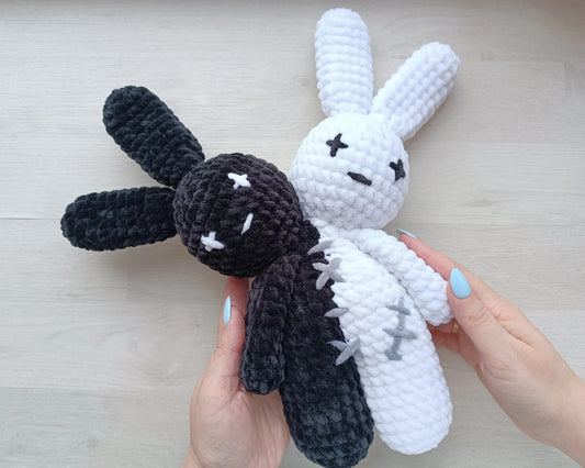 Bad Bunny Two-Headed Plushie: Easy Crochet Pattern & Amigurumi Tutorial (PDF)