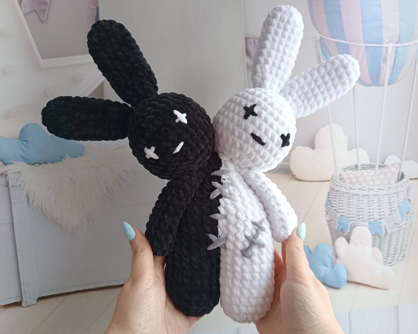 Bad Bunny Two-Headed Plushie: Easy Crochet Pattern & Amigurumi Tutorial (PDF)