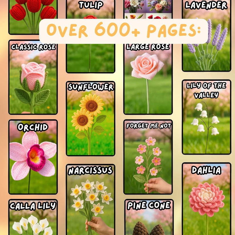 600+ Flower Bouquet Crochet PATTERN Bundle