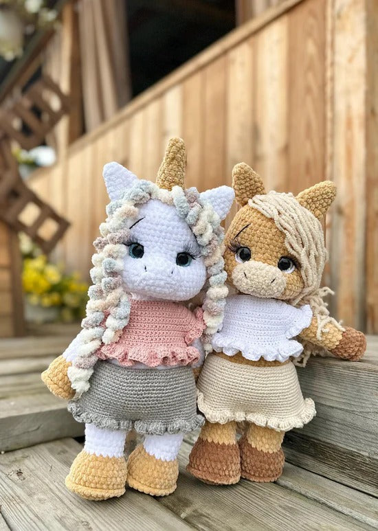 Unicorn & Horse Crochet Pattern – 2 in 1 Amigurumi PDF with Clothes