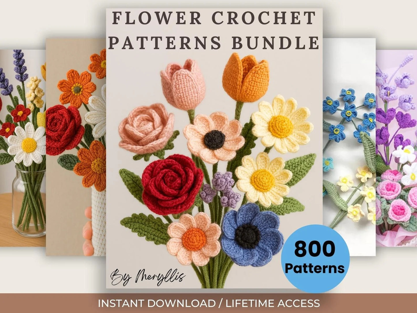 800 Flower Crochet Pattern Bundle