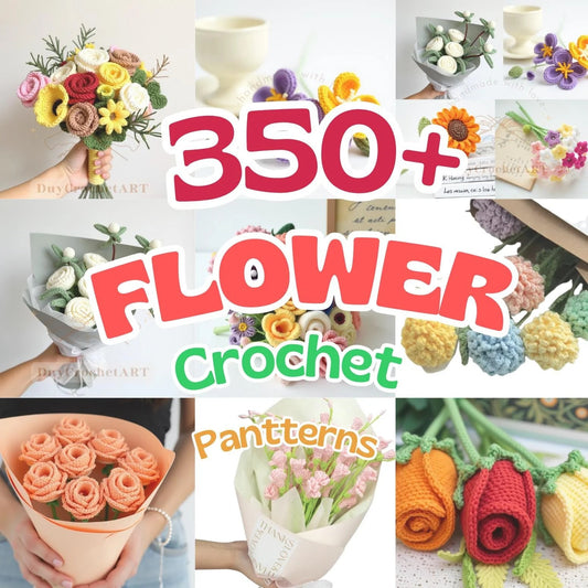 350 in 1 Flower Crochet Pattern Bundle – Digital Download PDF
