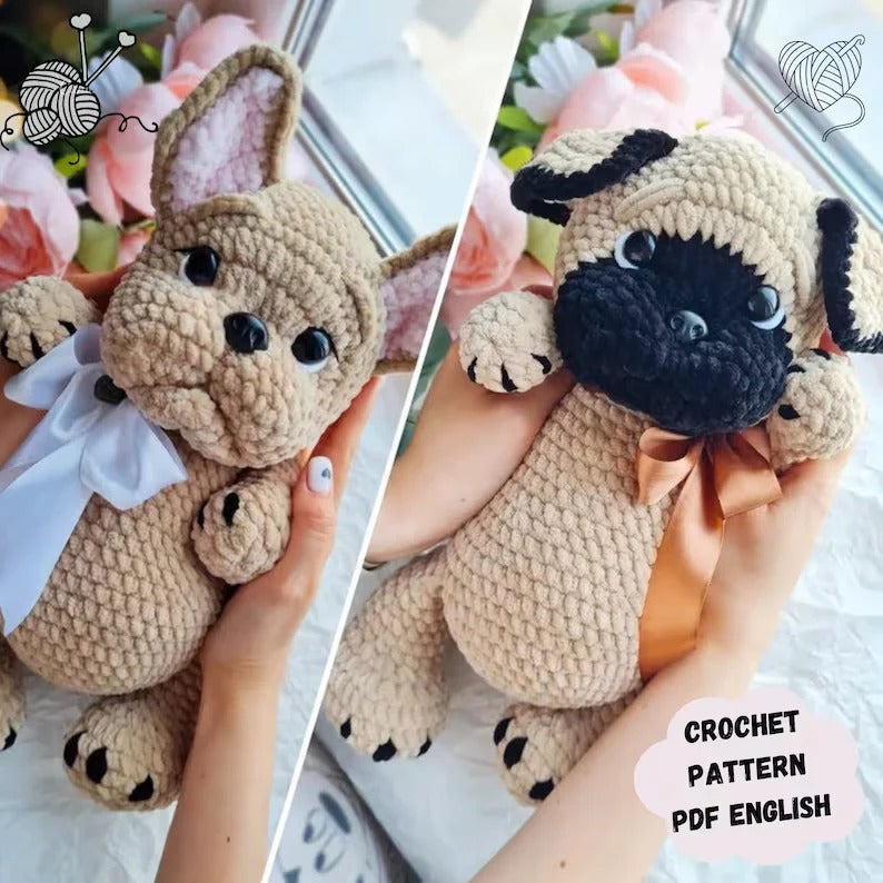 🐾 2-in-1 Bulldog & Pug Amigurumi Crochet Pattern 🧶