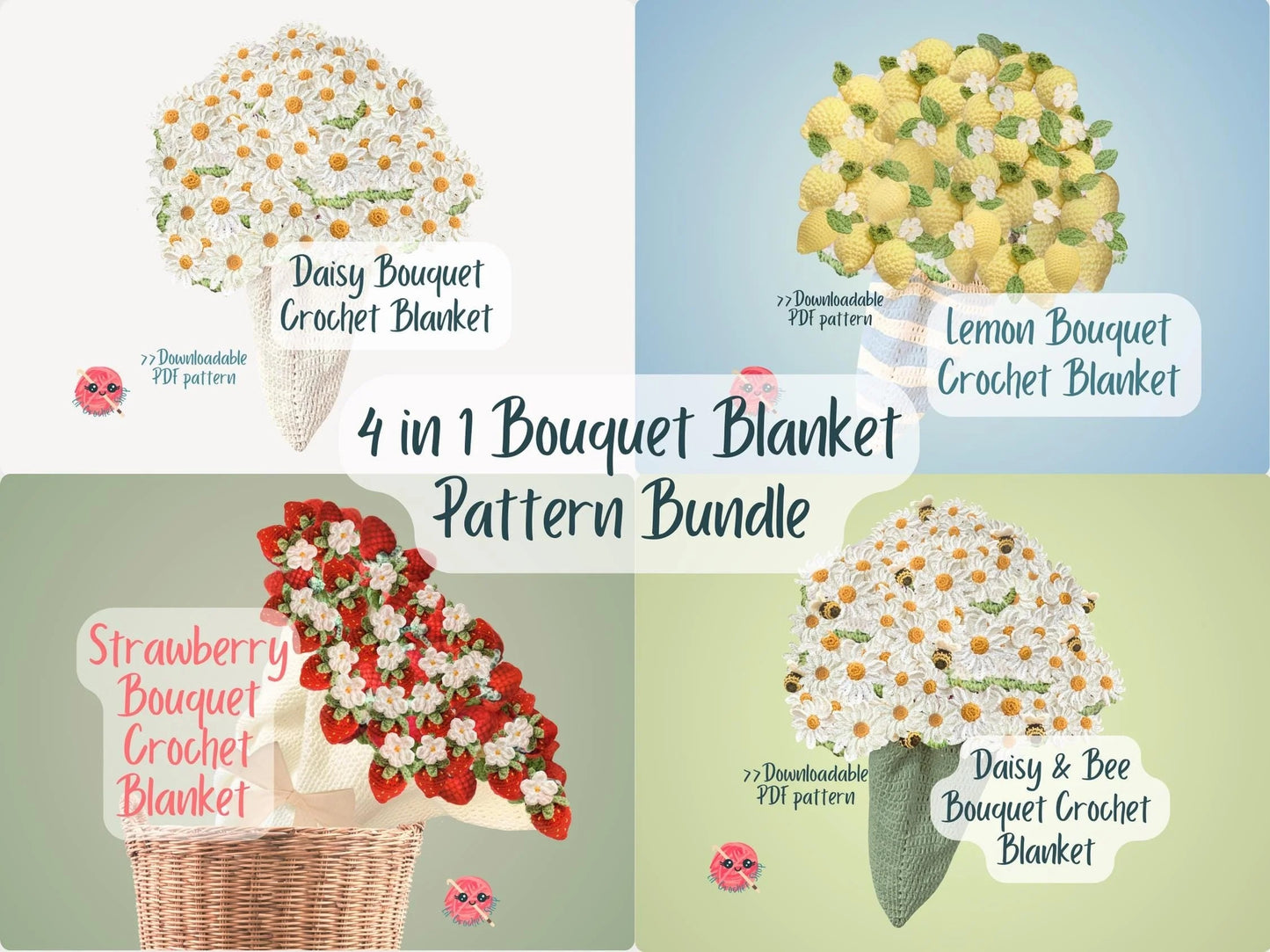 4 in 1 Bouquet Blanket Pattern Bundle Flower