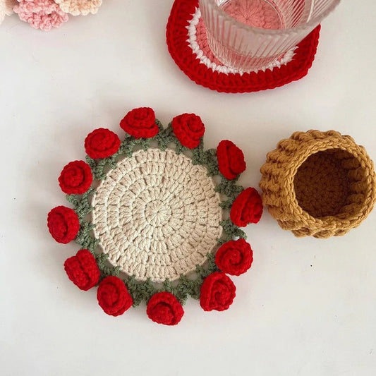 Rose Coaster & Flower Basket Crochet Pattern PDF – 5 Languages