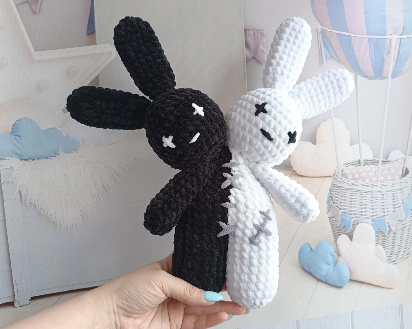 Bad Bunny Two-Headed Plushie: Easy Crochet Pattern & Amigurumi Tutorial (PDF)