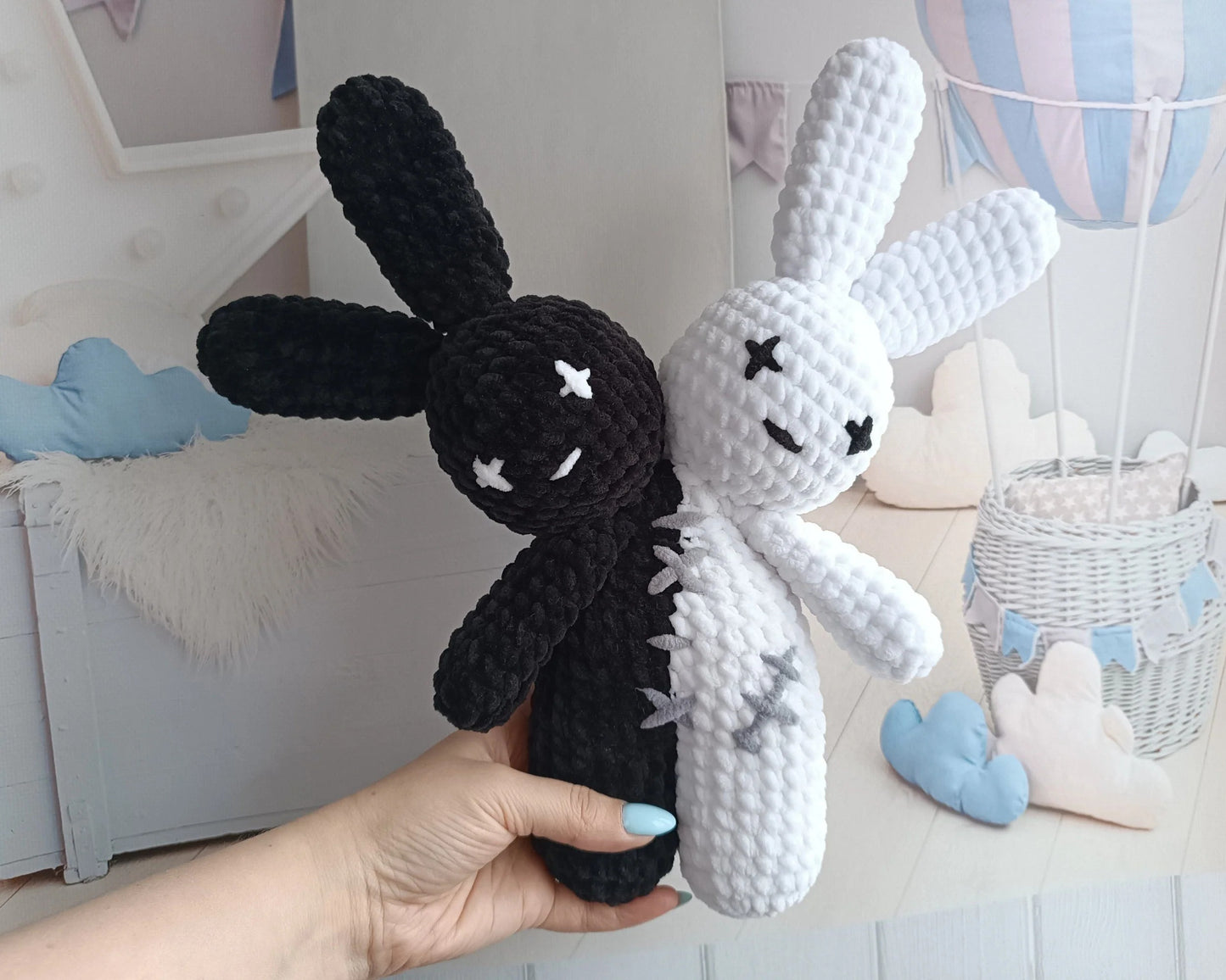 Bad Bunny Two-Headed Plushie: Easy Crochet Pattern & Amigurumi Tutorial (PDF)